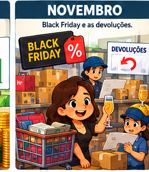 Novembro: campanha de Black Friday: pico de vendas, descontos e as devoluções que vêm depois.